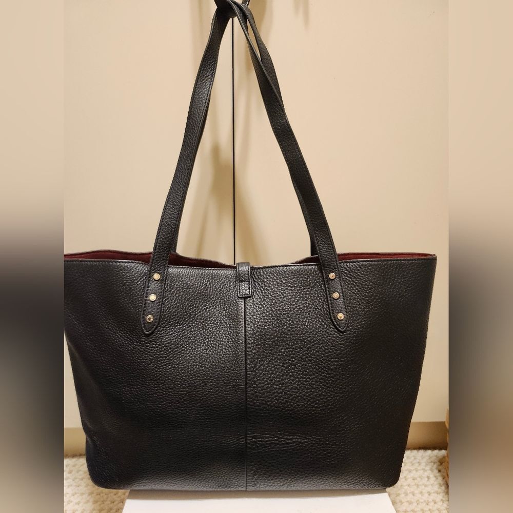 Karl Lagerfeld Paris "Lock Charm" Black Pebbled Leather Tote Bag, Retail $178 - Picture 6 of 11